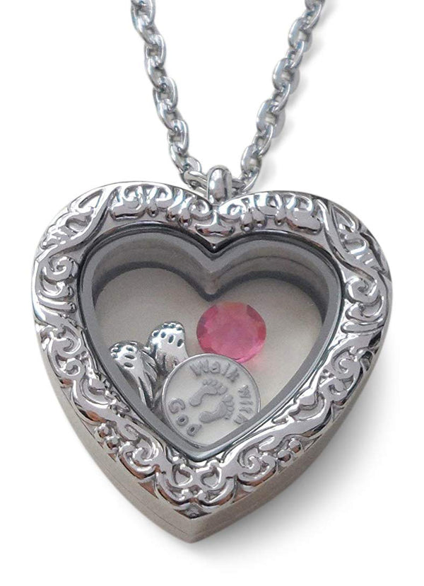 Personalized "Forever in My Heart" Stainless Steel Large Heart Locket Necklace for Baby Loss Memorial - by Jewelry Everyday