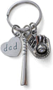 Dad Baseball Keychain, Baseball Glove & Baseball Bat charm; Father's Gift