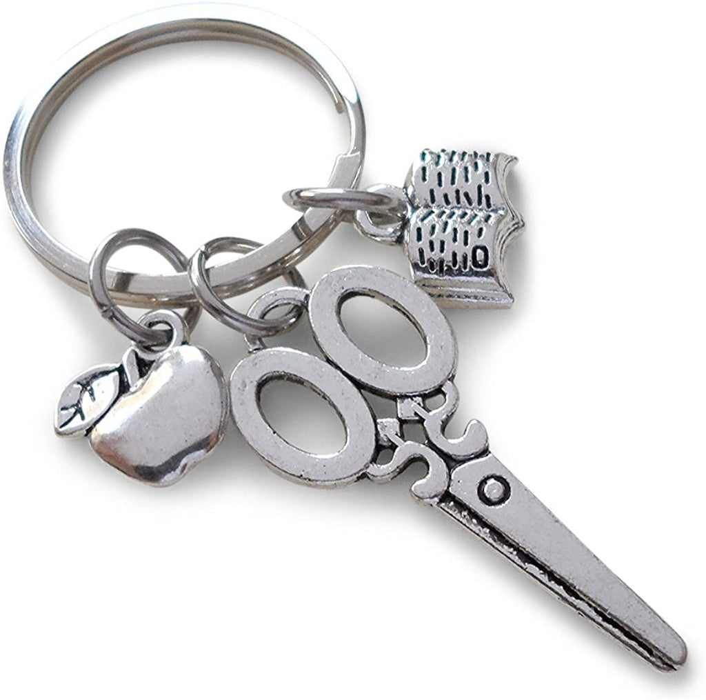 Teacher Appreciation Gifts • "Our teachers are a cut above the rest!" Scissors, Book, & Apple Keychain by JewelryEveryday