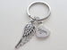 Mother Memorial Keychain, Wing Charm and Mom Heart Charm; My Guardian Angel Keychain