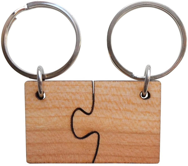 5 Year Anniversary Gift • Wood Matching Puzzle Keychains - You & Me a Perfect Match by Jewelry Everyday