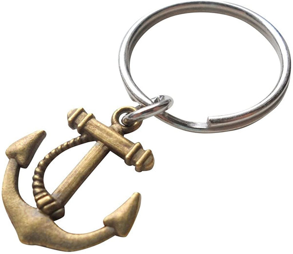 Bronze Anchor Keychain - You're The Anchor In My Life; Couples Keychain