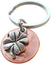 Clover Charm Layered Over 2012 Penny Keychain; 10 Year Anniversary Gift, Birthday Gift, Couples Keychain