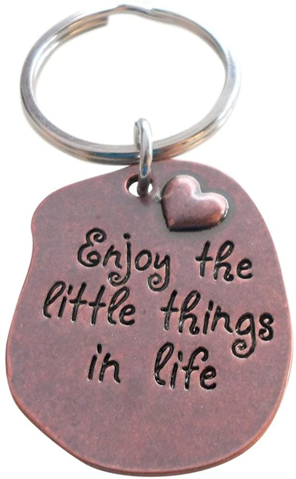 "Enjoy the little things in life" Keychain, Copper Tone Saying Charm Keychain