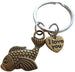 Bronze Fish Keychain, Fish Charm with "I Love You" Heart Charm - You Are A Great Catch; Couples Keychain