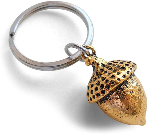 Elongated Golden Acorn Keychain - Peter Pan's Kiss