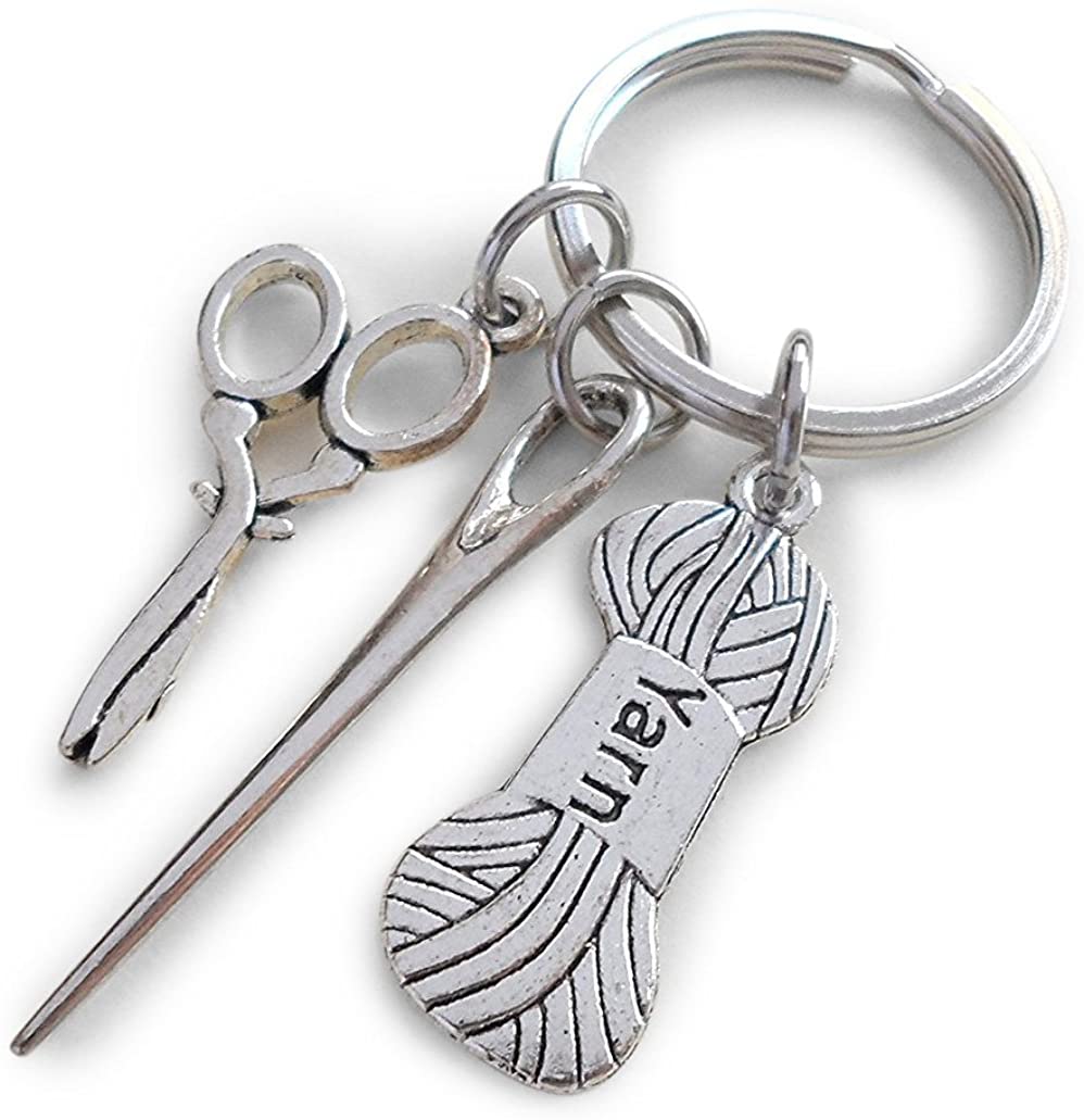 JewelryEveryday Teacher Appreciation Gifts | Yarn, Needle, & Scissors Keychain by JE Silver 125+