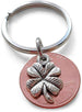 Clover Charm Layered Over 2018 US One Cent Penny Keychain; 6-year Anniversary Gift, Couples Keychain