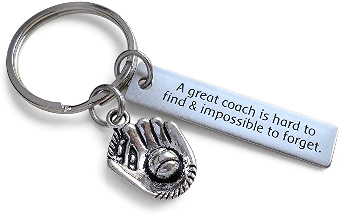 Baseball Coach Appreciation Gift • Engraved "A Great Coach is Impossible to Forget" Keychain | Jewelry Everyday