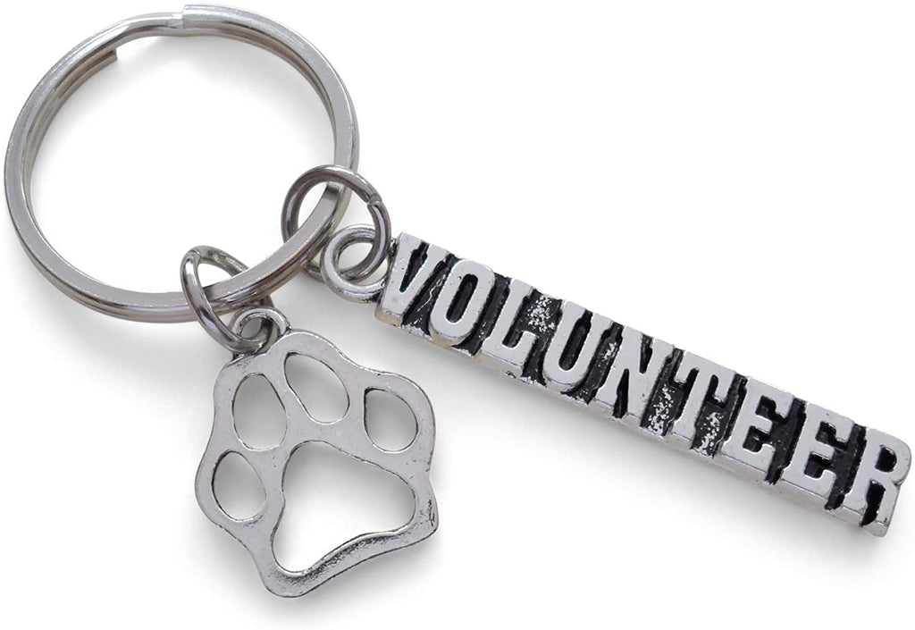 Animal Shelter Volunteer Appreciation Gift Keychain with Open Paw Charm, Animal Rescue Volunteer Gift, Humane Society Volunteer, Thank You Gift