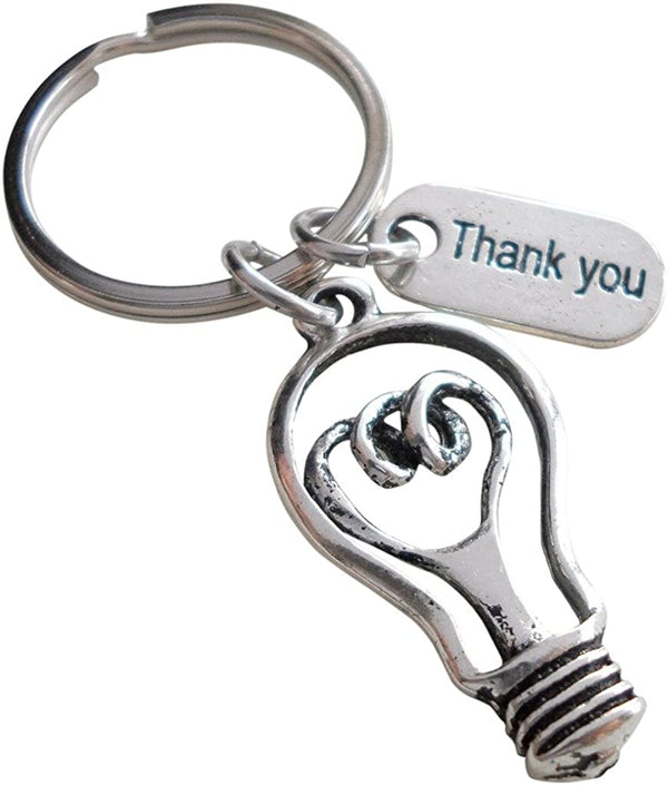 Teacher Appreciation Gifts • "Thank You" Tag & Light bulb Charm Keychain by JewelryEveryday w/ "Thanks for helping to make my future bright!" Card