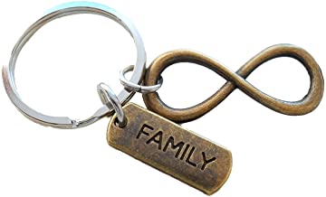 Bronze Family Tag with Infinity Symbol Keychain - For Infinity; Family Keychain