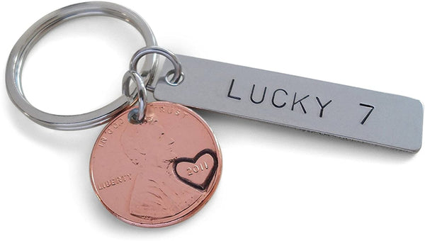 Personalized Penny Keychain with Steel Tag Engraved, Anniversary Gift, Couples Keychain