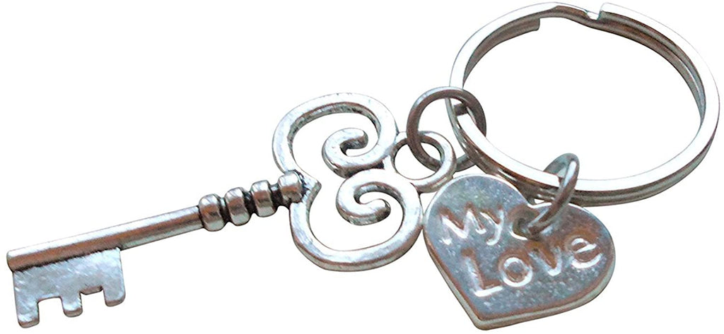 "My Love" Key Charm Keychain - You've Got the Key to My Heart; Couples Keychain