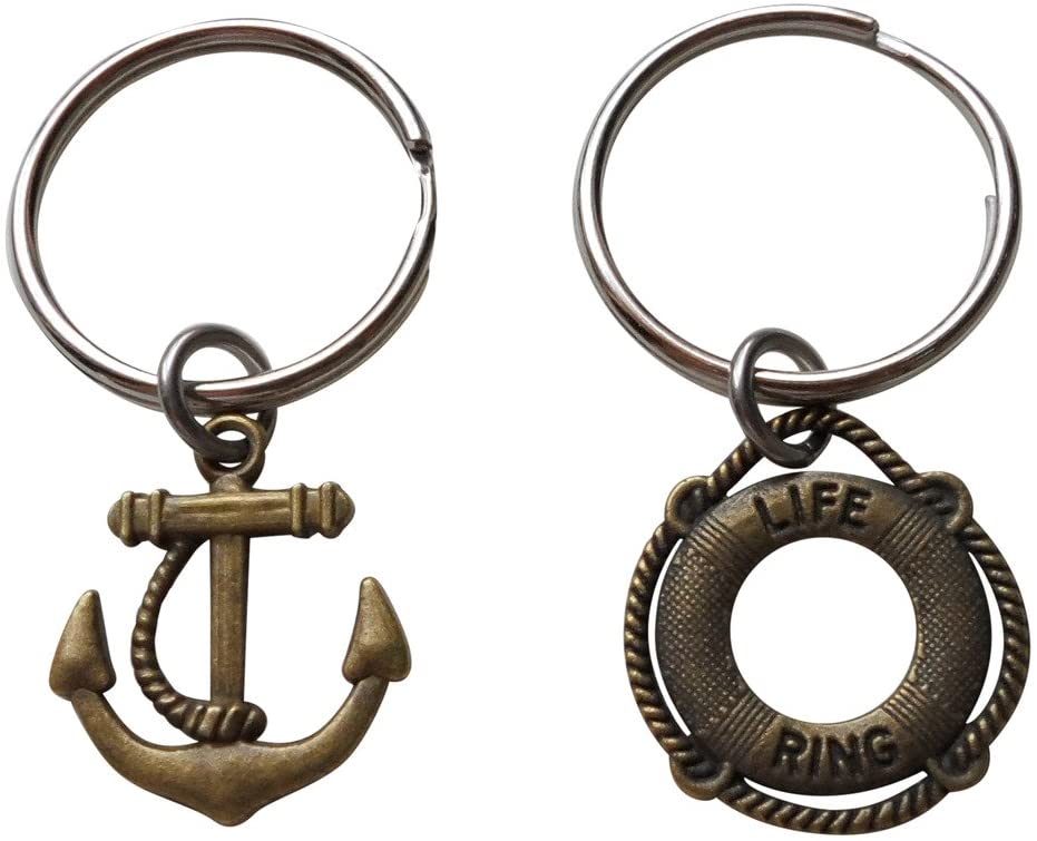 Bronze Anchor & Lifesaver Ring Keychain Set – JewelryEveryday