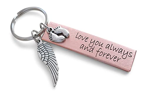 Custom Engraved Baby Memorial Charm Keychain with Wing Charm, Infant Loss Gift, Miscarriage Stillborn, Memorial Keychain