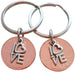 Double Keychain Set 2009 Penny Keychains with Love Charm; 13 Year Anniversary Gift, Couples Keychain