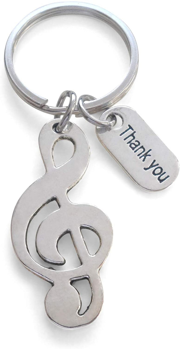 Treble Clef Charm Keychain, Music Teacher Gift - Without Music Life Would B♭