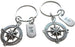 Double BFF Open Metal Compass Keychains - I'd Be Lost Without You; Best Friends Keychain Gift