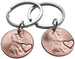 Double 2012 Penny Keychain Set w/ Engraved Heart Around Year • 10-year Anniversary Gift from JE