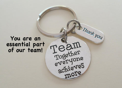 Team Disc and Thank You Charm Keychain, Employee, Teacher, Volunteer Appreciation Gift