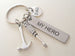 Dad My Hero Engraved Tag Keychain with Hammer and Screwdriver Tool Charms, Fathers Tools Charm Keychain