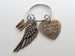 Custom Bronze Memorial Heart Charm Keychain With Wing Charm, Family Loss Gift Keychain, Memorial Keychain