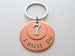 Custom Engraved Copper Disc Keychain with Penny and 7 Charm, 7 Year Anniversary Gift Keychain, Personalized Engraved Keychain