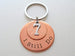Custom Engraved Copper Disc Keychain with Penny and 7 Charm, 7 Year Anniversary Gift Keychain, Personalized Engraved Keychain