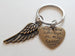 Memorial Keychain, Bronze Wing Charm and "You Are Always With in My Heart" Heart Charm