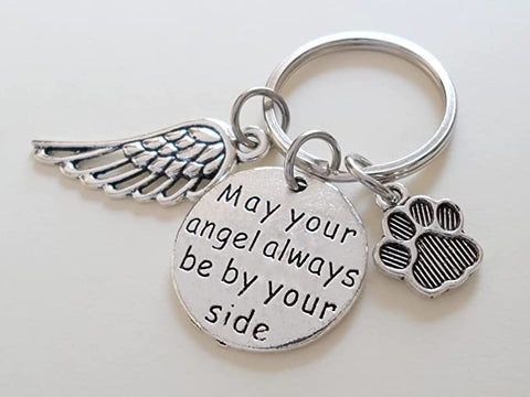 Paw & Wing Charm with "May Your Angel Always Be By Your Side" Disc Charm, Pet Memorial Charm