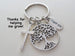 Tree, Cross, & Thank You Charm Keychain, Religious Teacher, Neighbor or Volunteer Keychain