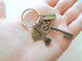 Housekeeping Appreciation Gift Keychain; Bronze Key, Broom, House & Thank You Charm Keychain