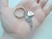 Paw Prints on Heart Charm Keychain with Wing Charm, Pet Memorial Keychain