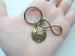 Bronze World Globe & Infinity Charm Keychain; 8 Year Anniversary Couples Keychain