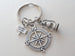 Camping Charm Keychain with Compass Charm, Lantern Charm & Camp Sign Charm