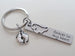 Forever in My Heart Engraved Steel Rectangle Tag Keychain with Small Wing Charm and Baby Feet Charm, Memorial Keychain