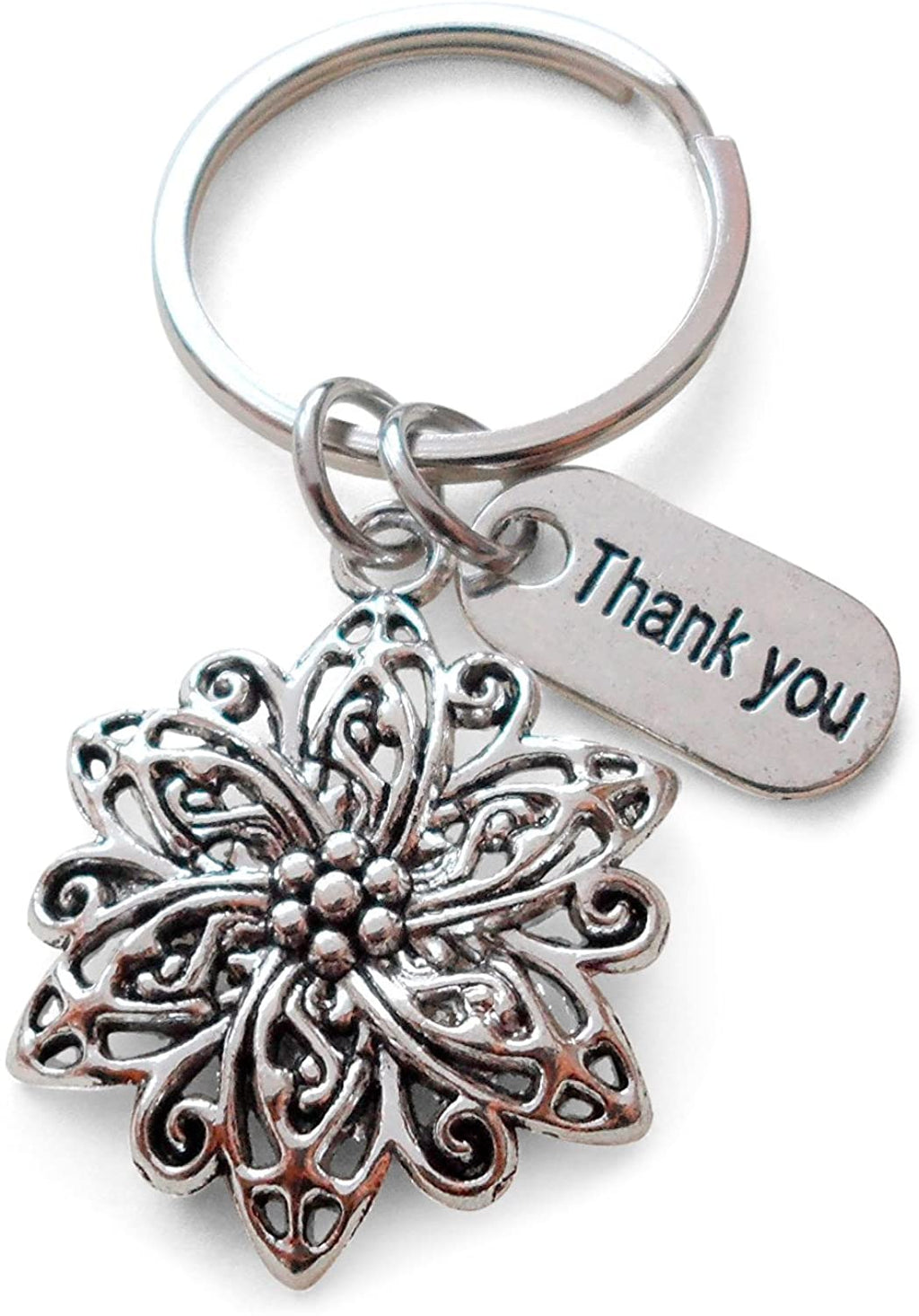 Teacher Appreciation Gifts • "Thank You" Tag & Flower Charm Keychain by JewelryEveryday w/ "Thanks for helping our school bloom!" Card