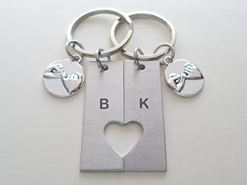 Custom Personalized Small Heart Keychain and Rectangle Keychain, Engraved  Initials, Anniversary Gift, Husband Wife Key Chain, Boyfriend Girlfriend