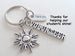 Volunteer Keychain with Sun & Thank You Charm, Volunteer Appreciation - Thanks for Helping Our Students Shine