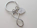 Custom Infinity Keychain with Hand Stamped Tag for Couples or Best Friends Initials, Anniversary Gift Keychain