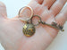 Custom Bronze Dream Key Charm Keychain with World Globe Charm, Personalized Graduate Keychain