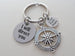 Compass Keychain with Love Faith Hope Circle Charm and I Will Direct You Circle Charm, Religious Keychain