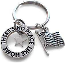 American Flag Keychain, There's No Place Like Home, USA Patriotic Gift, Military Keychain Gift, Citizenship Keychain