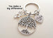 Child Life Specialist Keychain with Tree Charm, Child Life Heart, and Hand with Cutout Heart Charm