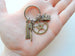 Dental Assistant, Dental Office Staff, Orthodontics Employee Thank You Keychain; Bronze Toothbrush, Floss & Gear Charm Keychain