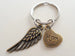 Mother Memorial Keychain, Bronze Wing Charm and Mom Heart Charm; My Guardian Angel Keychain