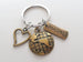 Bronze World Globe Charm Keychain with Heart & Imagine Tag, Volunteer or Community Service Keychain