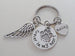Custom Forever in My Heart Disc with Paw & Wing Charm Keychain, Pet Loss Gift, With Custom Engraved Heart Tag, Dog Memorial Keychain