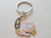 White Cat Sleeping on Moon Charm Keychain with Flower Design, Cat Person Keychain, Cat Lady Keychain